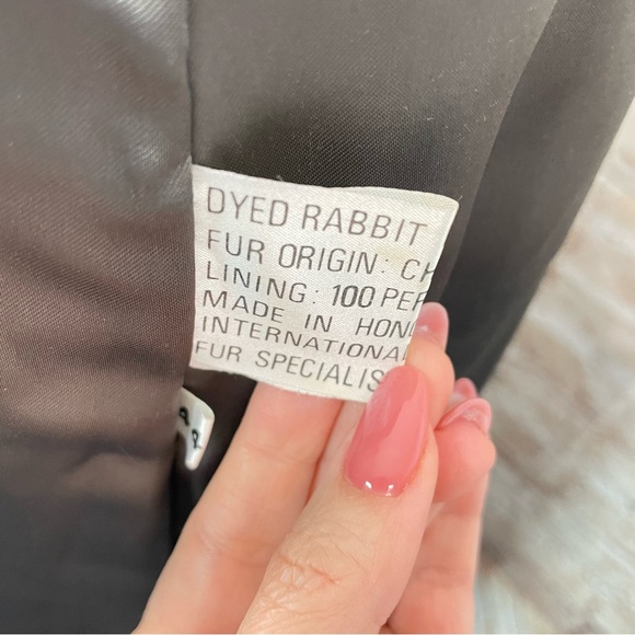 Real fur brown winter Coat Jacket large rabbit women’s - Picture 6 of 12